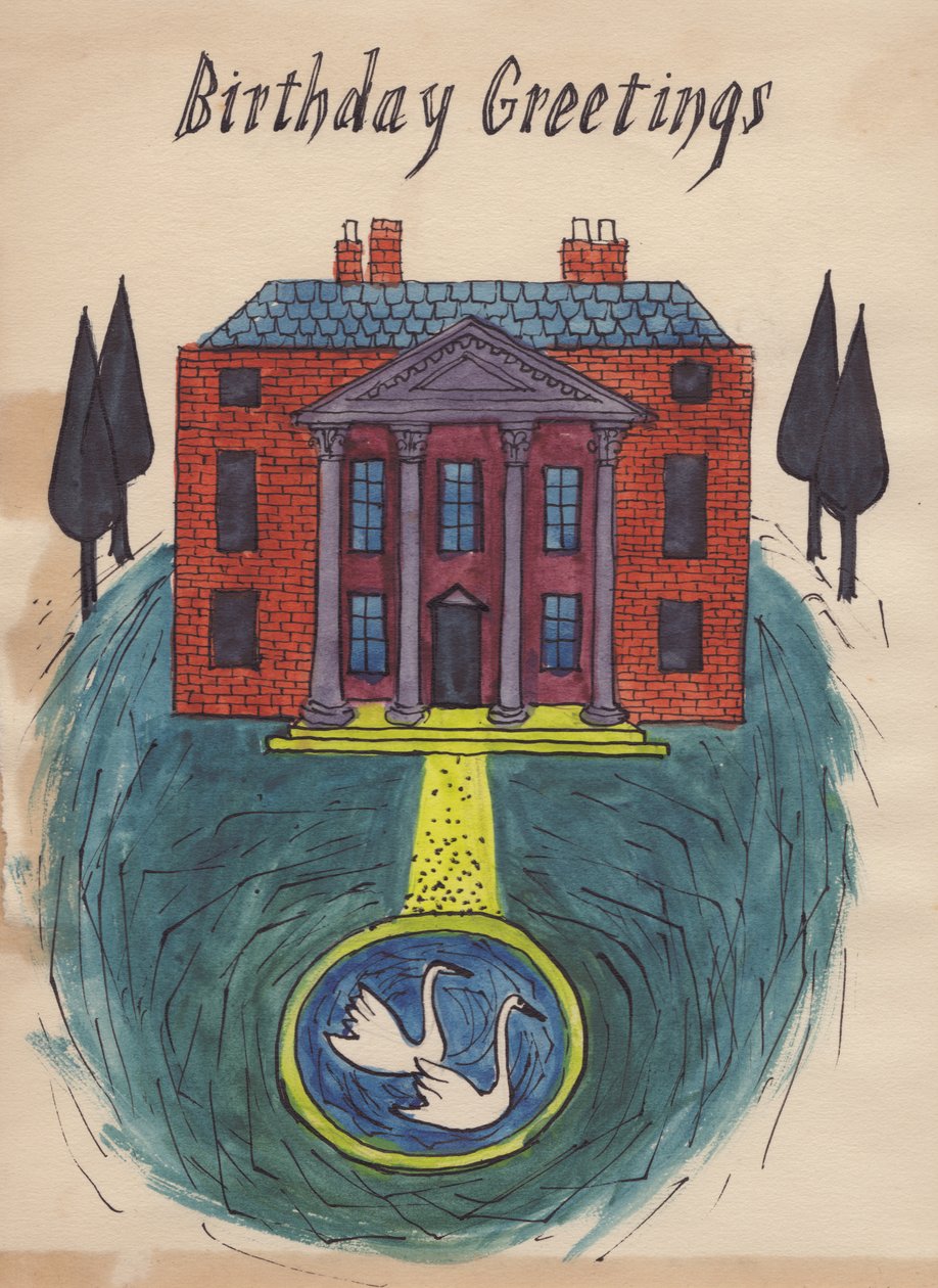 Casa señorial, tarjeta de cumpleaños, 1952 de Shirley Markham