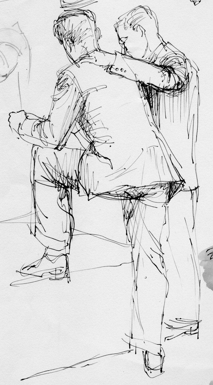 Dos hombres de pie de Shirley Markham