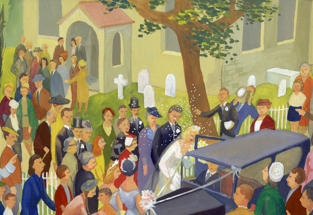 Grupo de boda en el cementerio, c. 1948 de Shirley Markham
