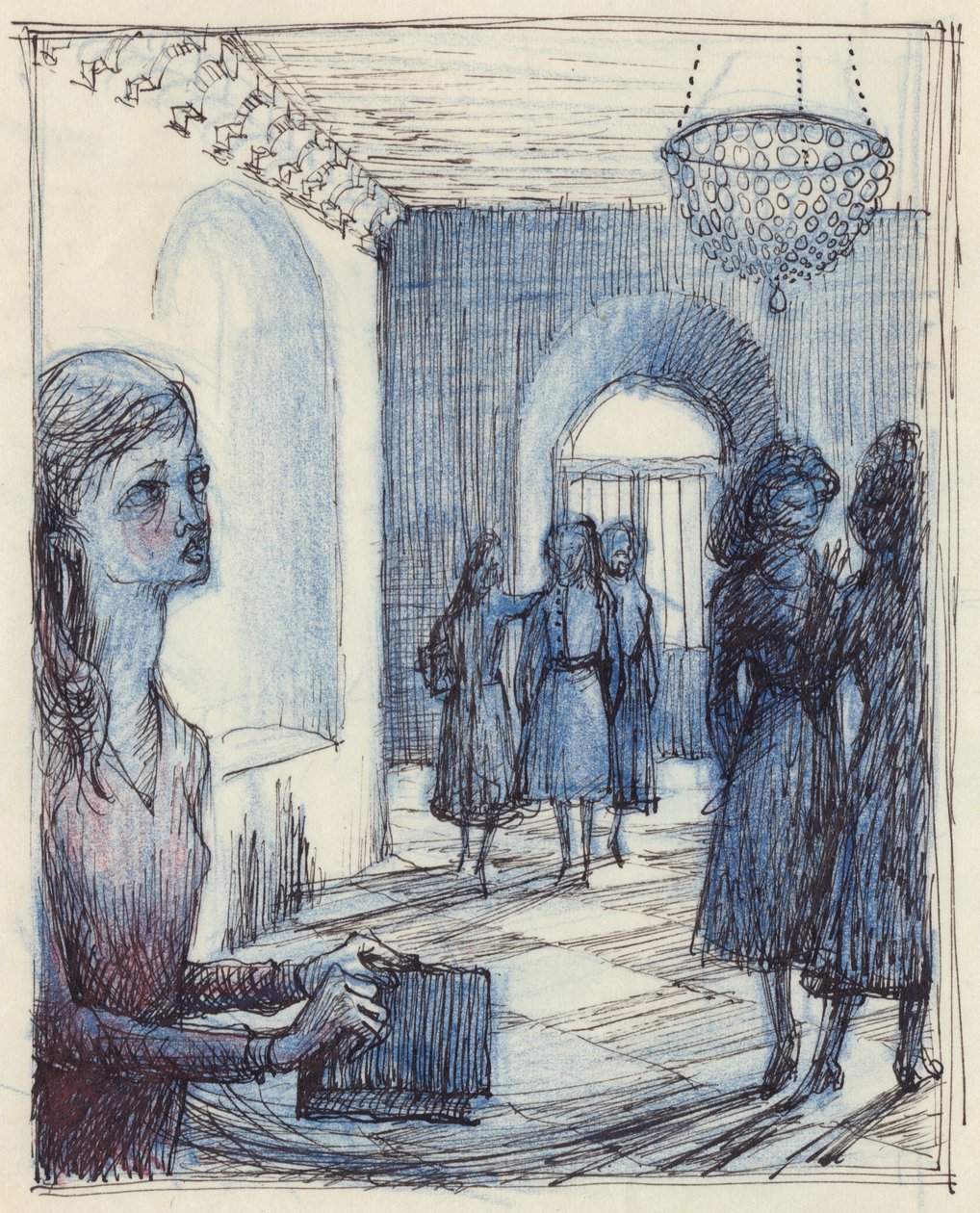 Mujer sosteniendo un bolso, c. 1952 de Shirley Markham
