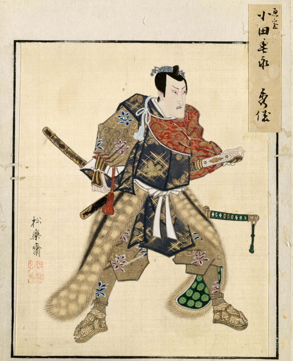 Hoja del Álbum de Retratos de Actores, c. 1790-1810 de Shorakusai