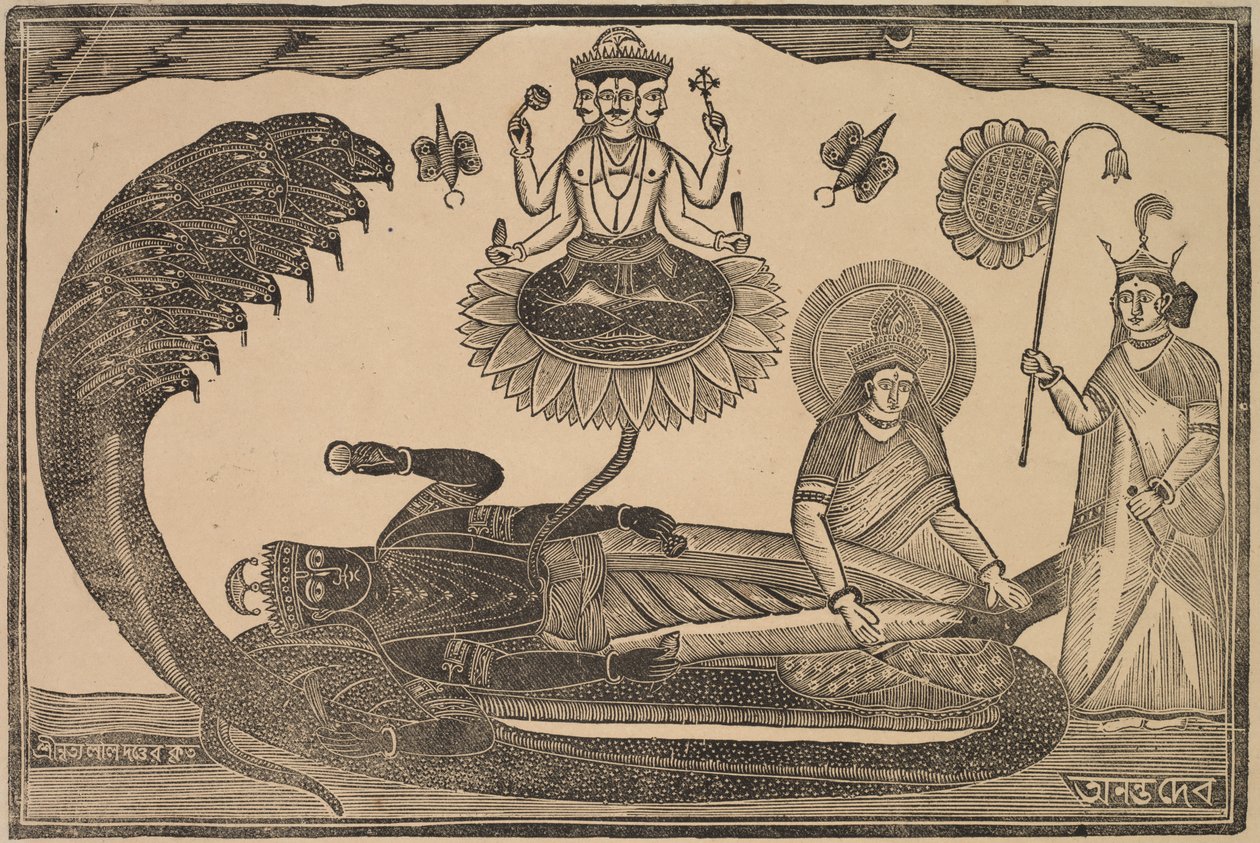 Anantasayan (Visnú reclinado sobre la serpiente Ananta) de Shri Gobinda Chandra Roy