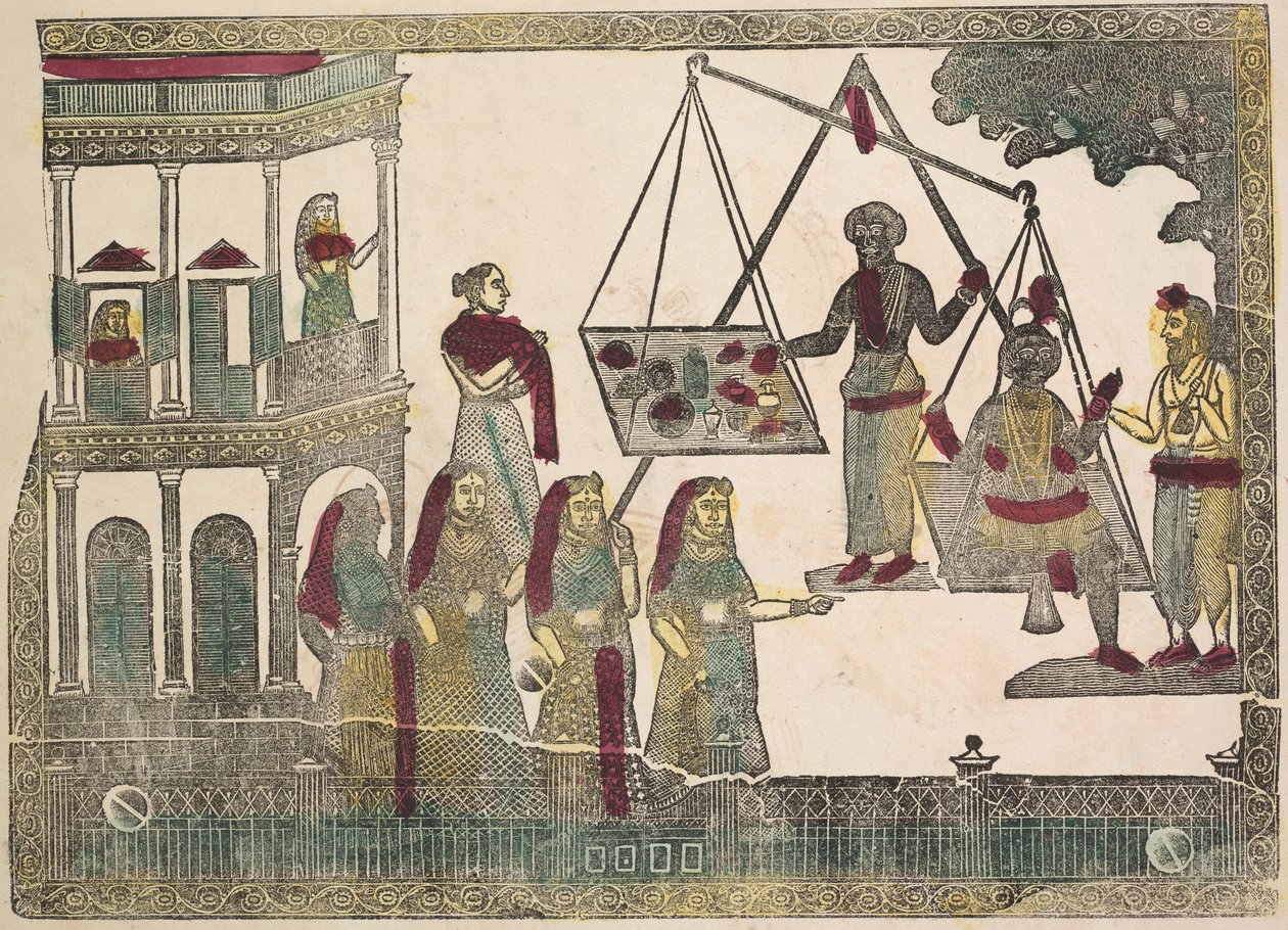 Krishna pesado contra objetos preciosos, 1800s de Shri Gobinda Chandra Roy
