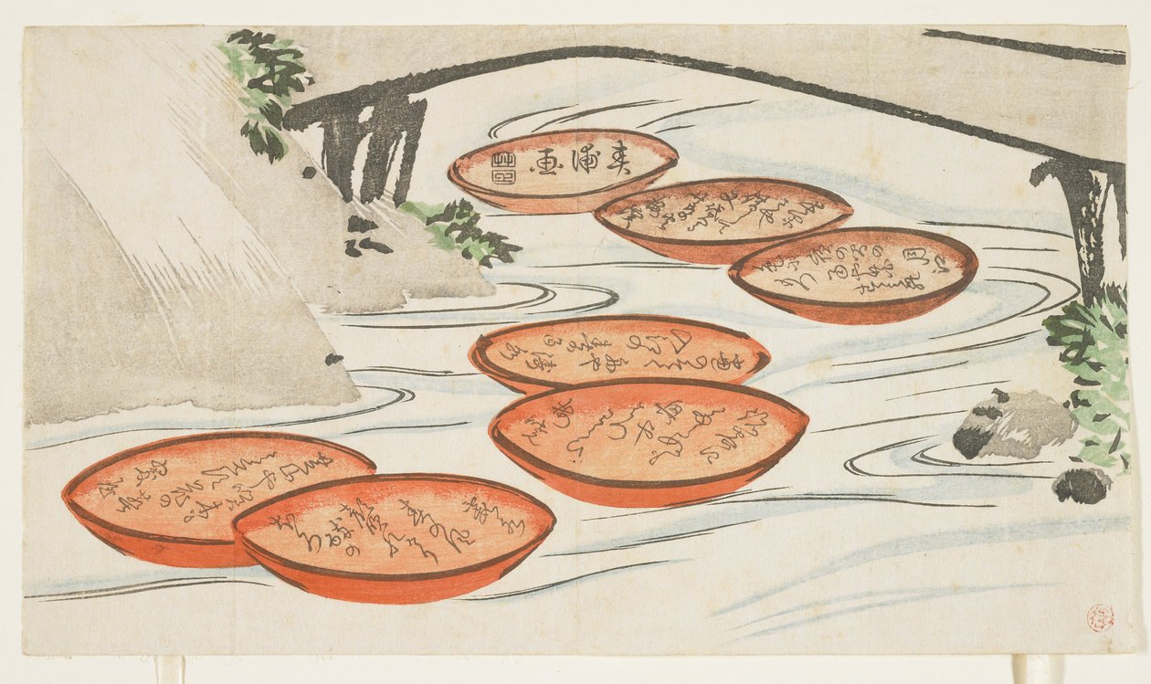Tazas de sake en un río, c.1854-59 de Shumpo