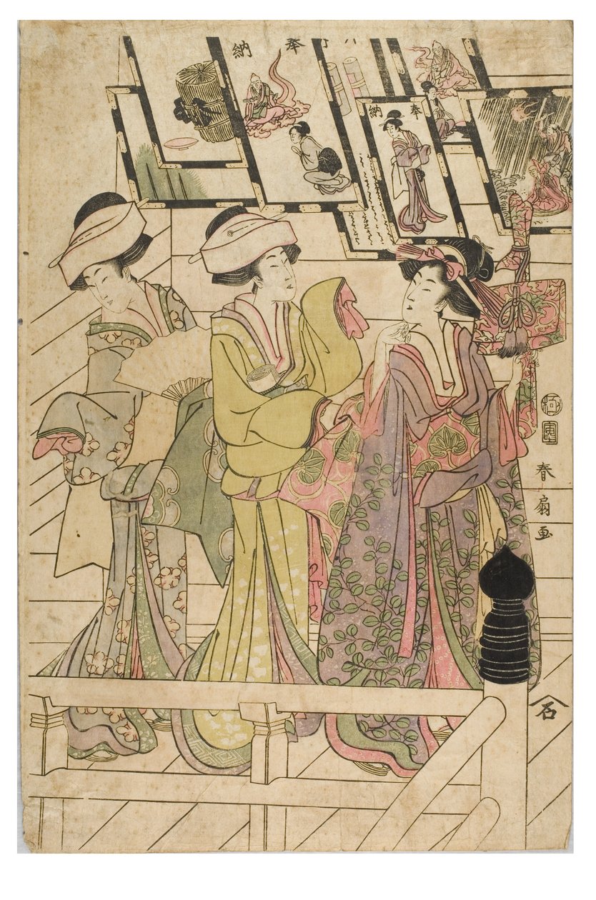 Visita a un santuario de Shunsen Katsukawa