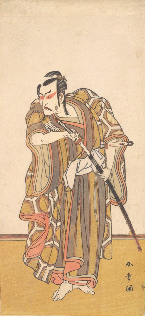 Ichikawa Danzo III como un samurái desenvainando una espada de Shunsho