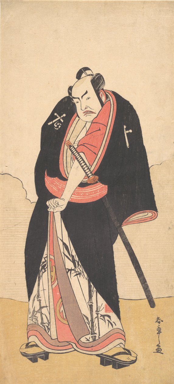 Actor de Kabuki Nakamura Sukegoro II como Kaminari Shokuro, segundo mes, 1780 de Shunsho