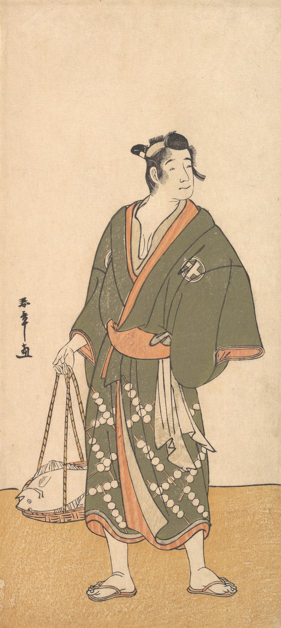 El actor Otani Hiroemon III como un vendedor de pescado, 1726-1792 de Shunsho
