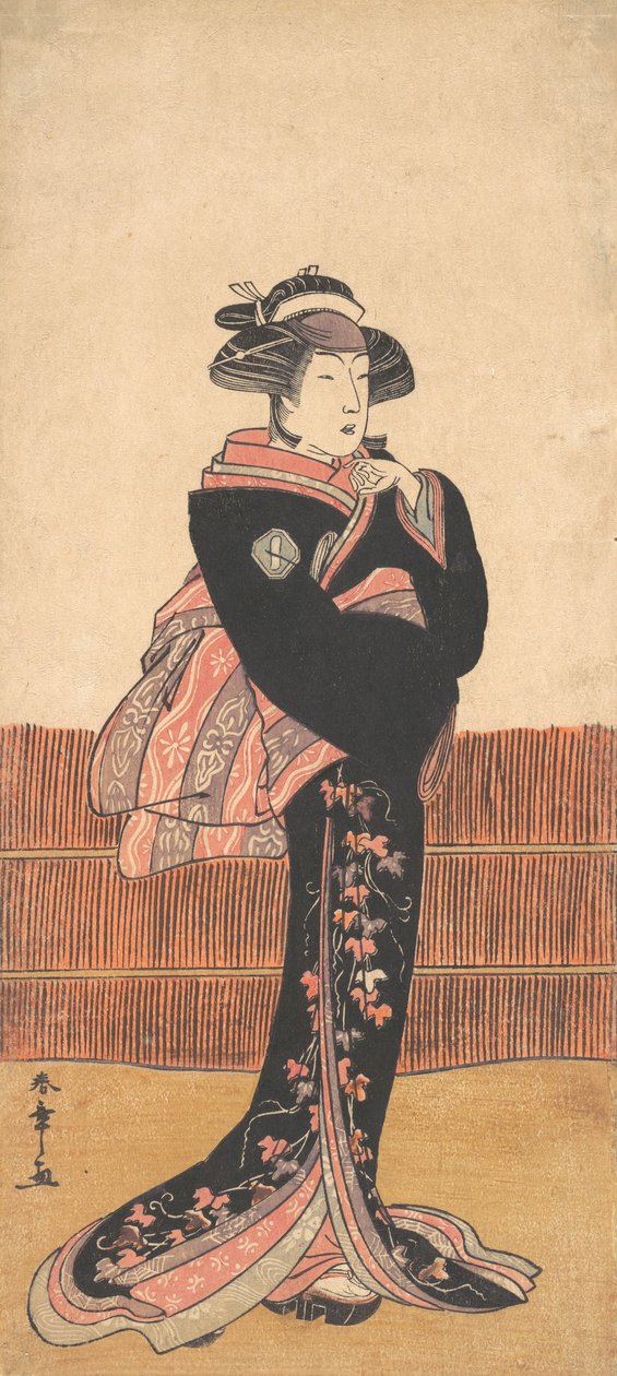 El Tercer Azuma Tozo como una Mujer en un Kimono Negro, probablemente 1782 de Shunsho