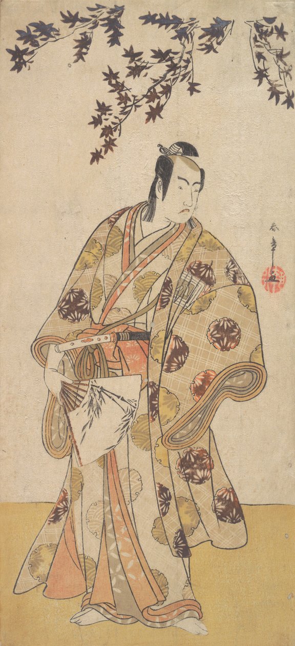 El tercer Ichikawa Yaozo como un daimyo bajo un arce de Shunsho