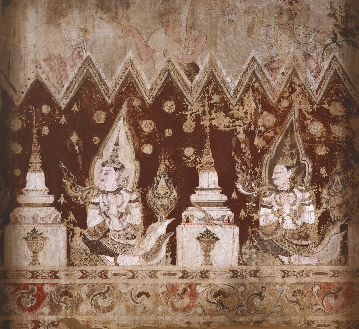 (detalle) de los murales sobrevivientes de Siamese School