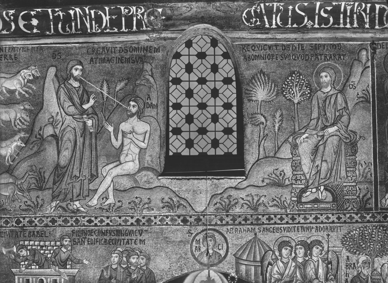 Creación de Adán (mosaico) de Sicilian School