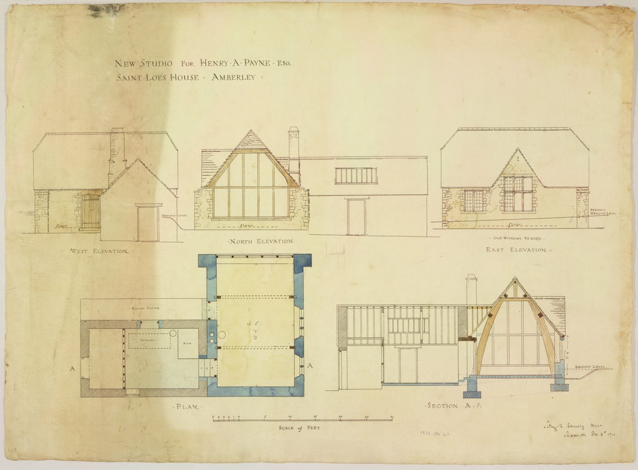 Nuevo estudio para Henry A. Payne esq. Saint Loes House, Amberley, 2 de febrero de 1911 de Sidney Barnsley