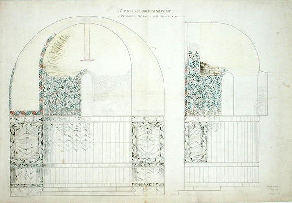 Diseño para Mosaico para la Iglesia de la Sabiduría de Dios en Lower Kingswood de Sidney Barnsley