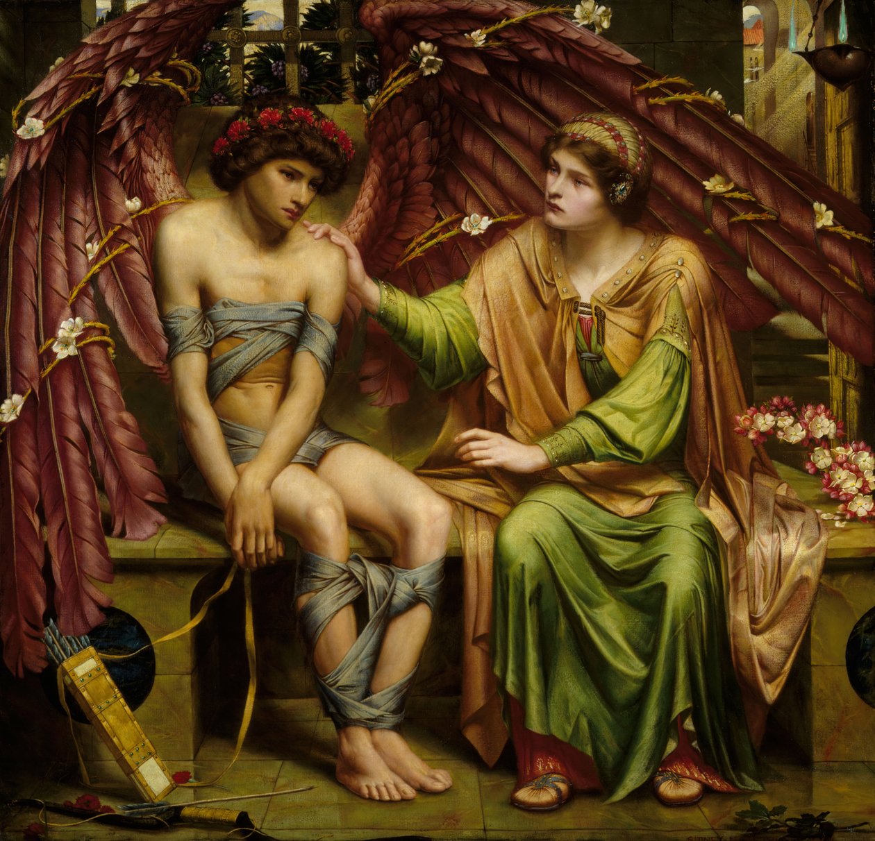 La esperanza consolando al amor en cautiverio, 1901 de Sidney Harold Meteyard