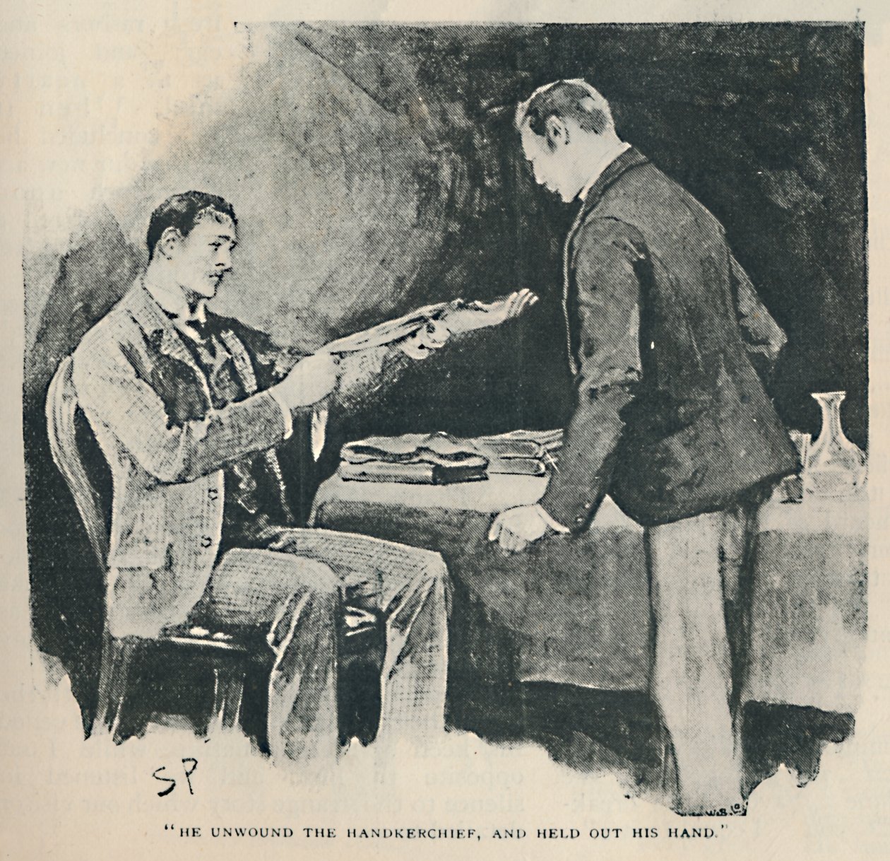 Desenrolló el pañuelo y extendió su mano, 1892 de Sidney Paget