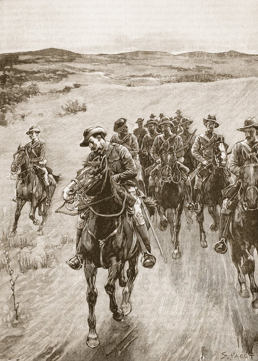 En la pista de Lobengula, 1893, ilustración de 
