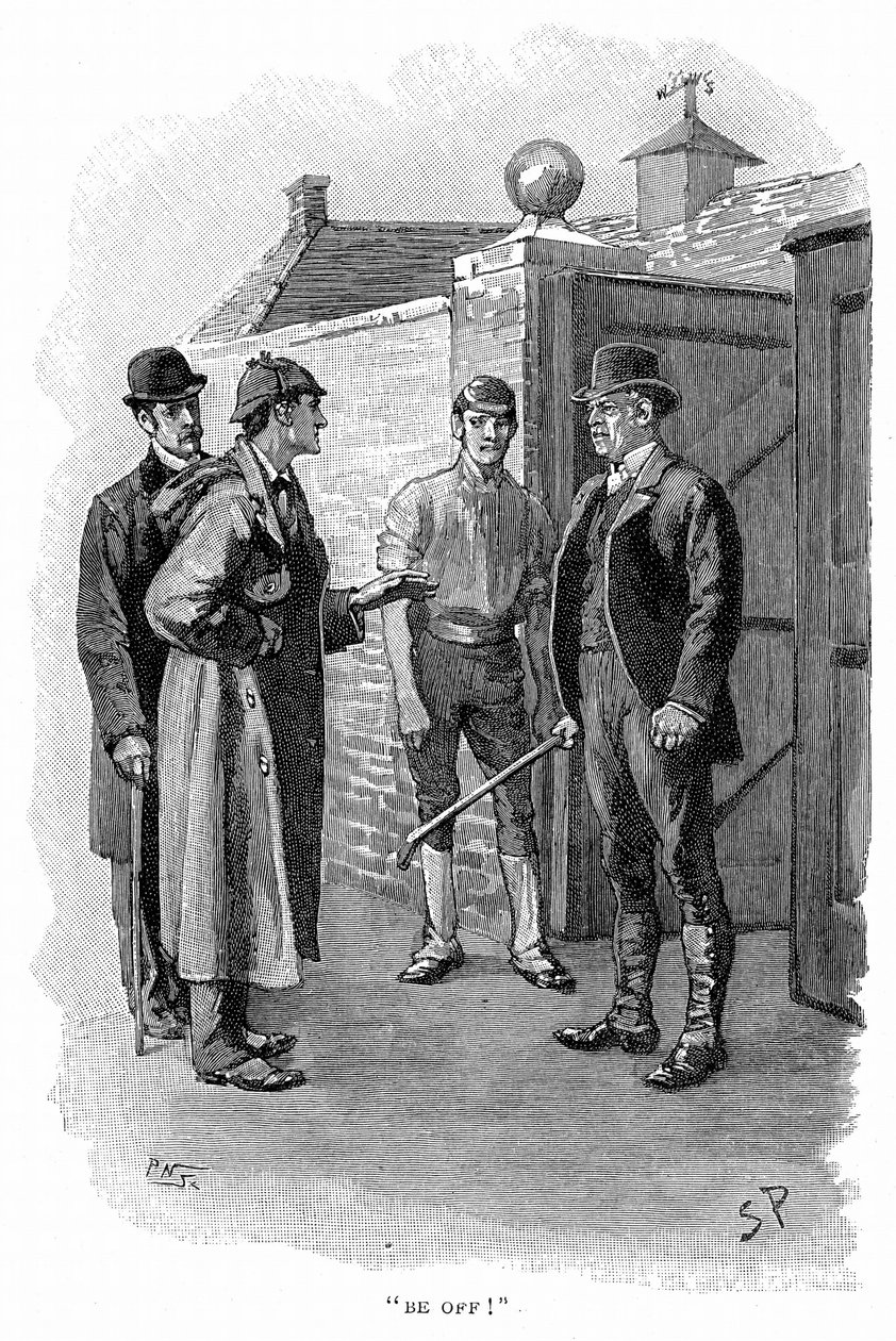 Sherlock Holmes y el Dr. Watson investigando de Sidney Paget