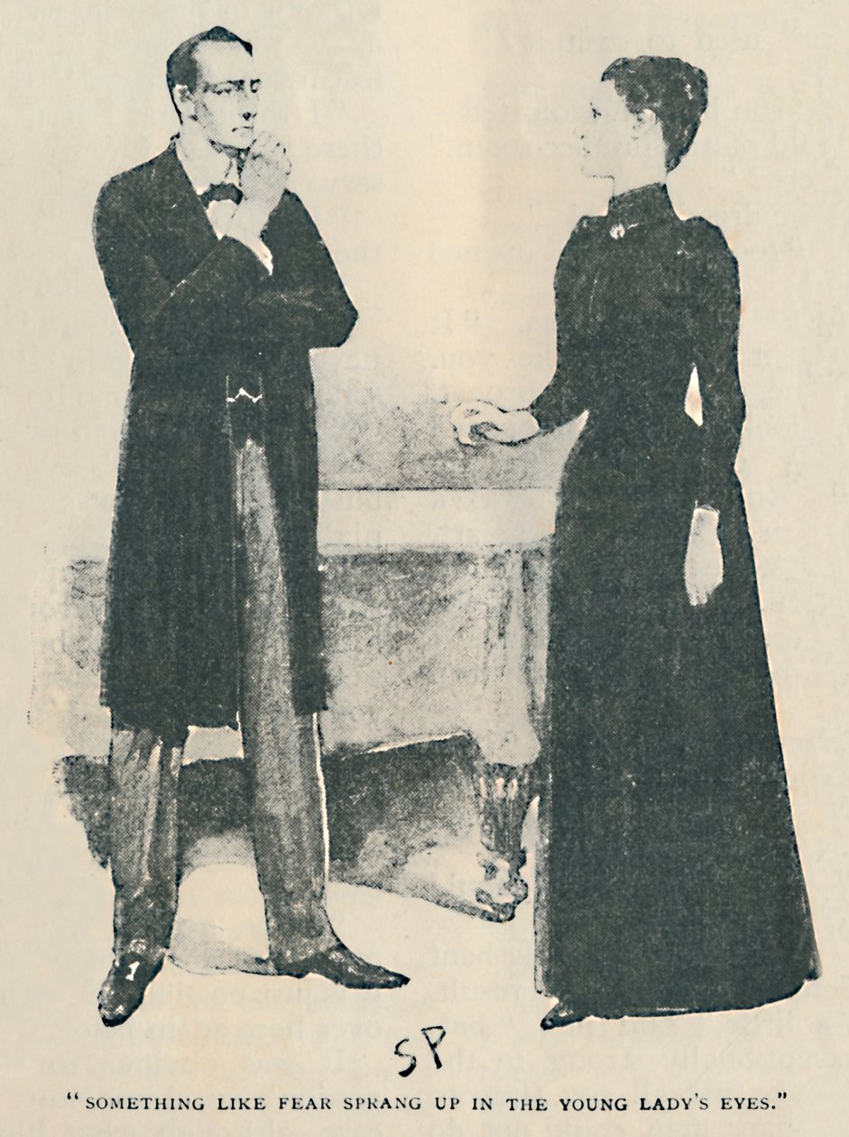 Algo parecido al miedo surgió en los ojos de la joven, 1892 de Sidney Paget