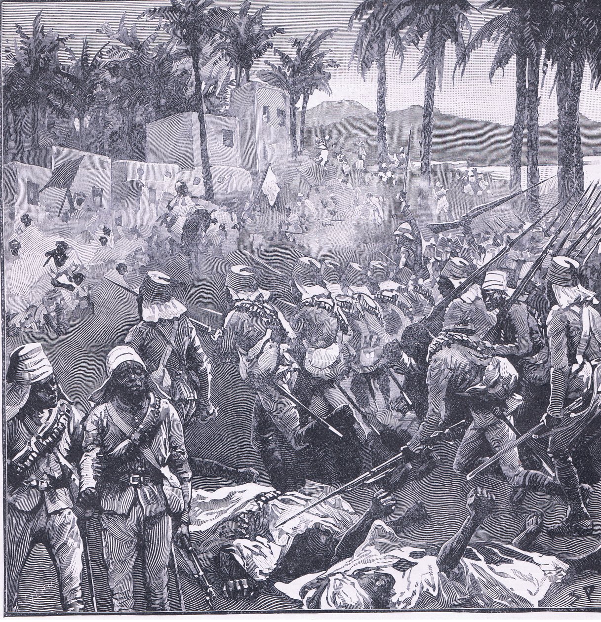 Asalto de Firket, ilustración de la Historia de Inglaterra de Cassell, 1900s de Sidney Paget