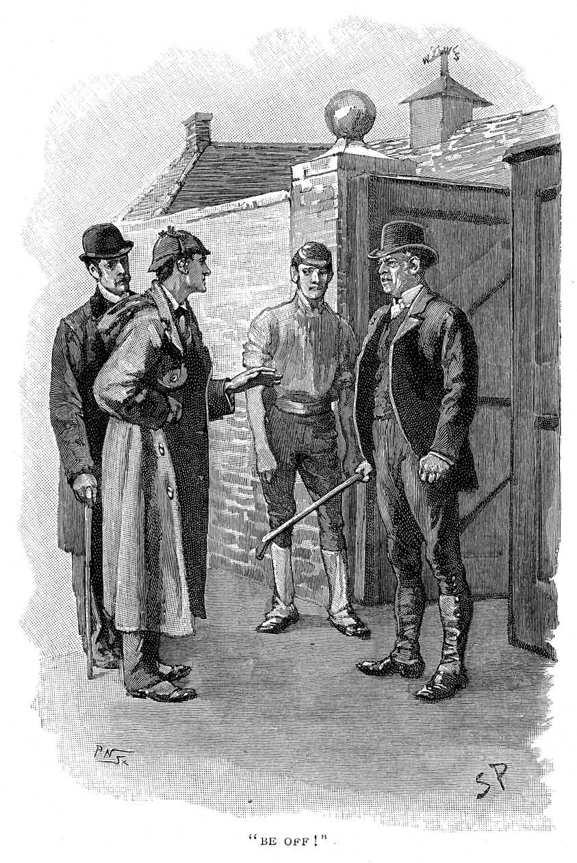 La aventura de Silver Blaze, Holmes interrogando a un sospechoso de Sidney Paget