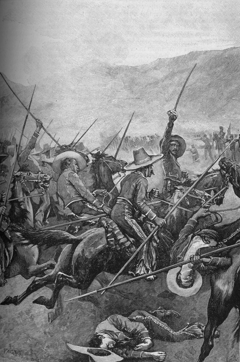 Los lanceros mexicanos cargaron contra los soldados de Illinois, 1902 de Sidney Paget