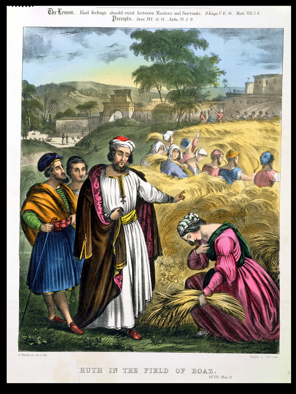 Rut en el Campo de Booz, de una biblia impresa por Edward Gover, 1870