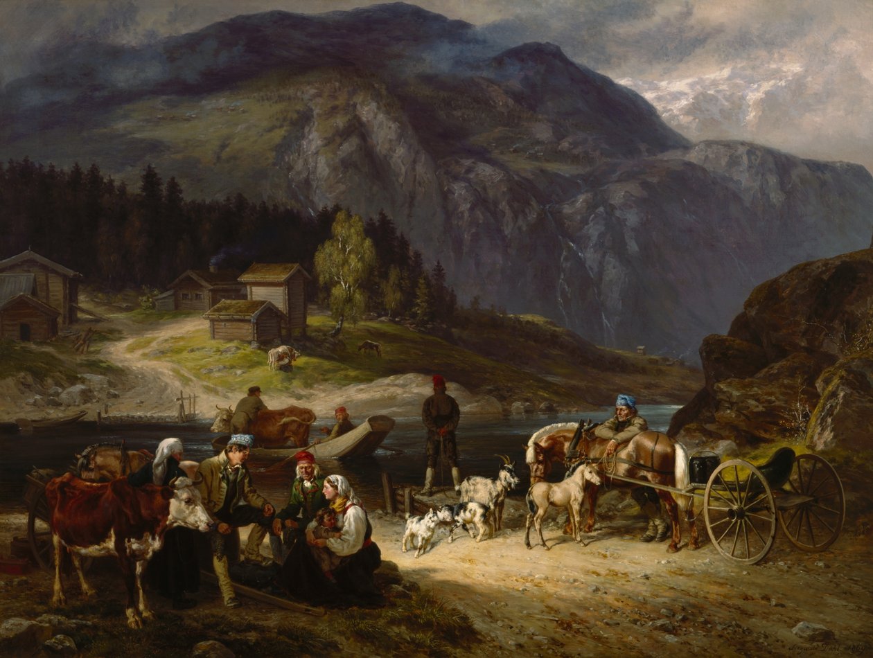 Escena de cruce de Telemark de Siegwald Johannes Dahl