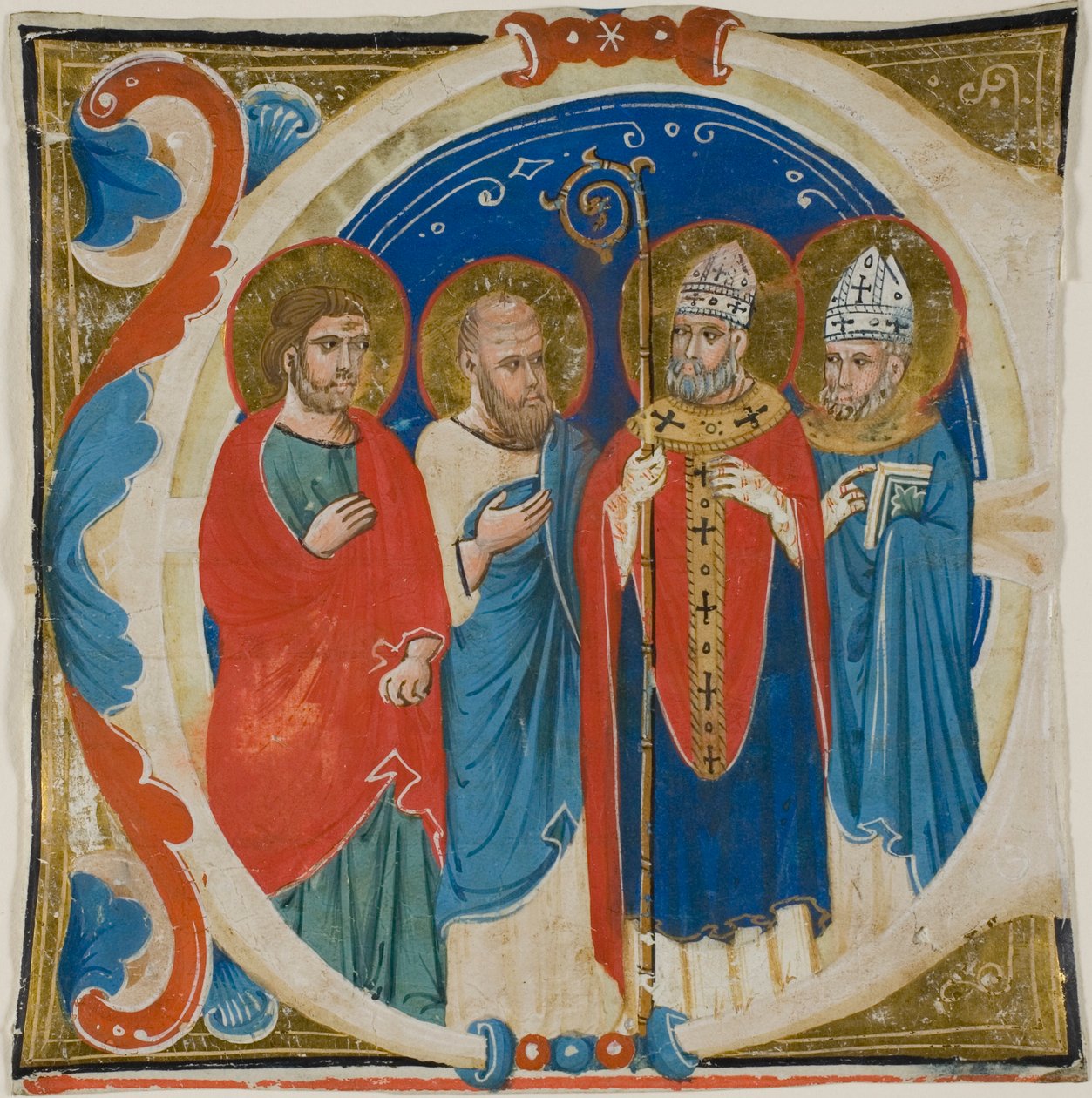 Dos Santos y Dos Obispos en una Inicial Historiada "E" de un Libro de Coro de Sienese School