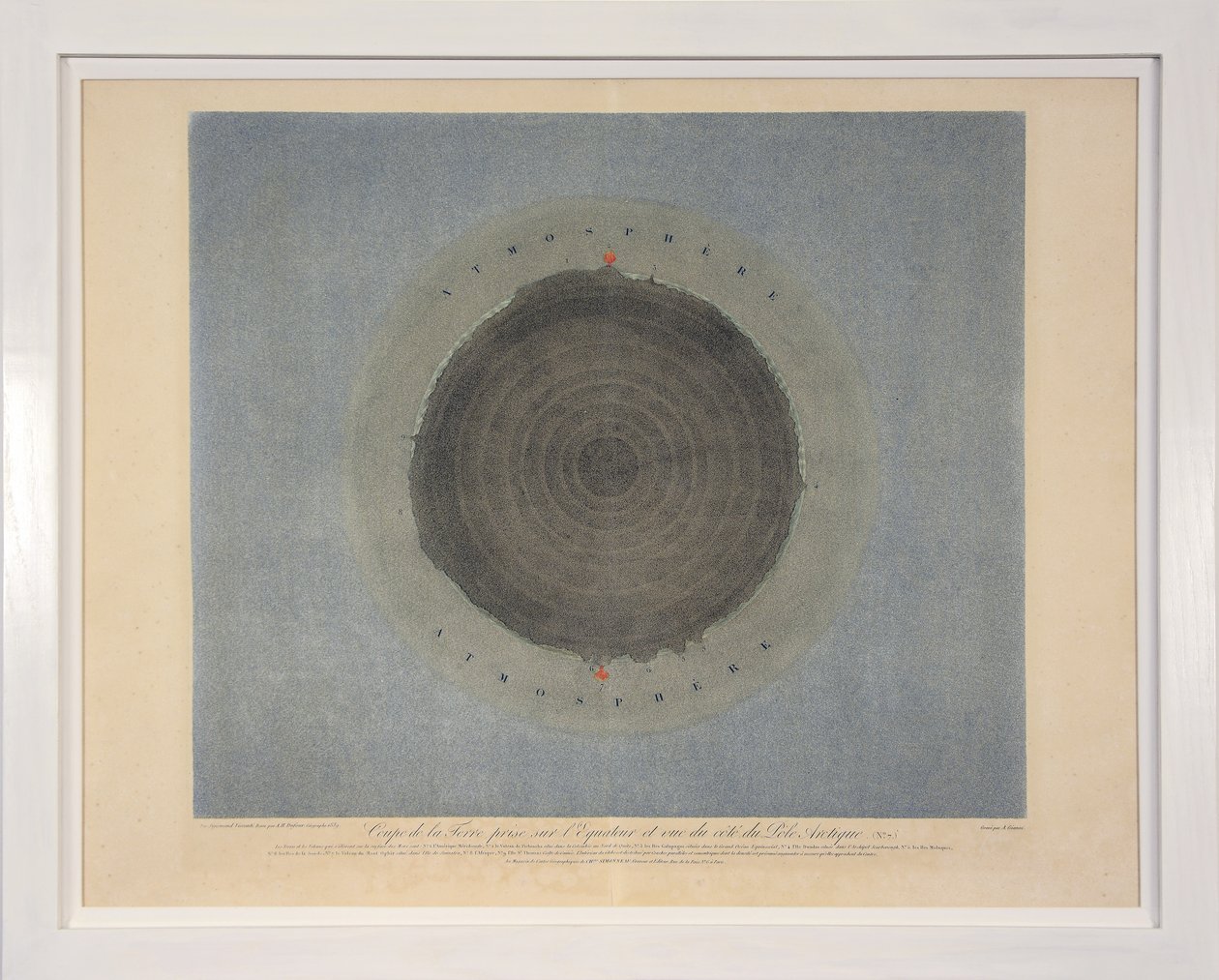 Vista de la Tierra tomada desde el ecuador y vista desde el lado del Polo Ártico (no. 7), de Tableaux du Systeme Planetaire, pub. París, 1839 de Sigismond Visconti