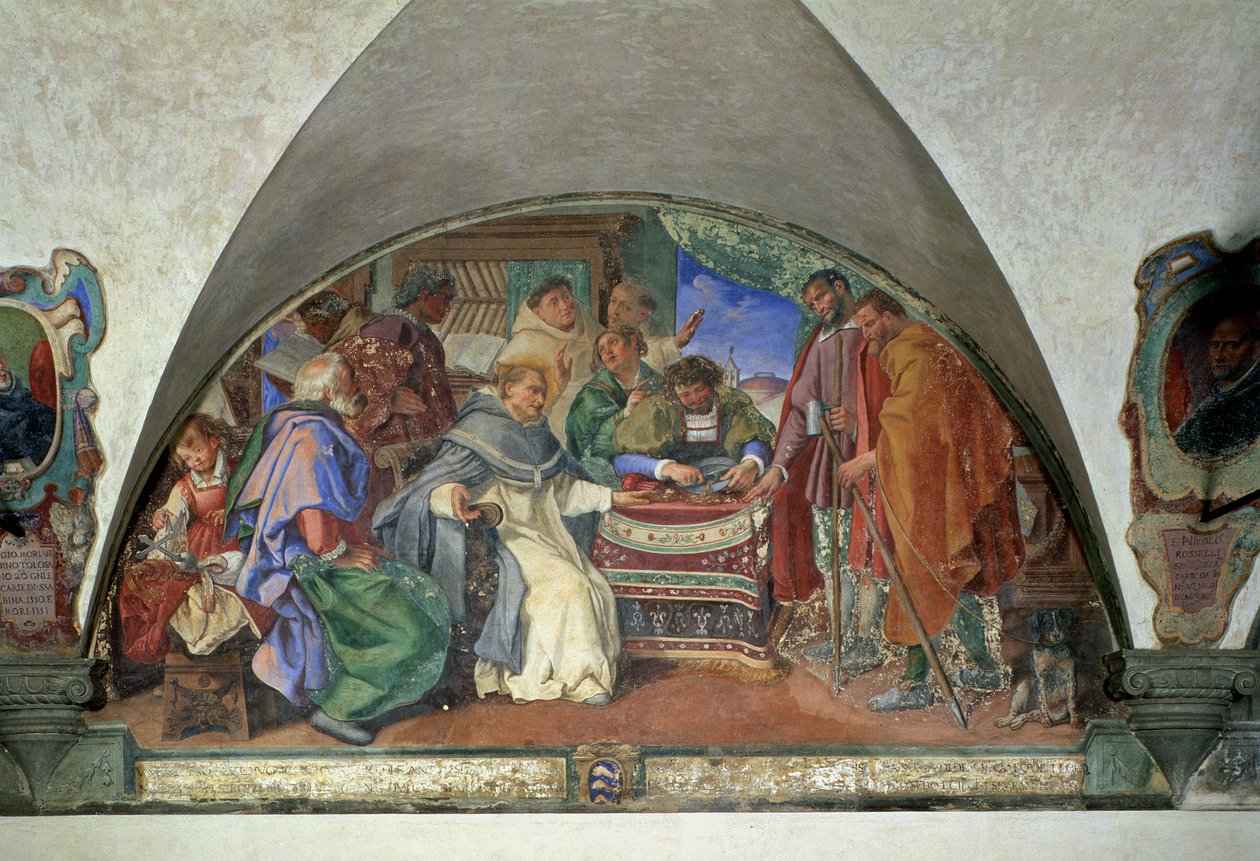 San Antonino ahuyenta a dos falsos mendigos, luneta, 1613 de Sigismondo Coccapani