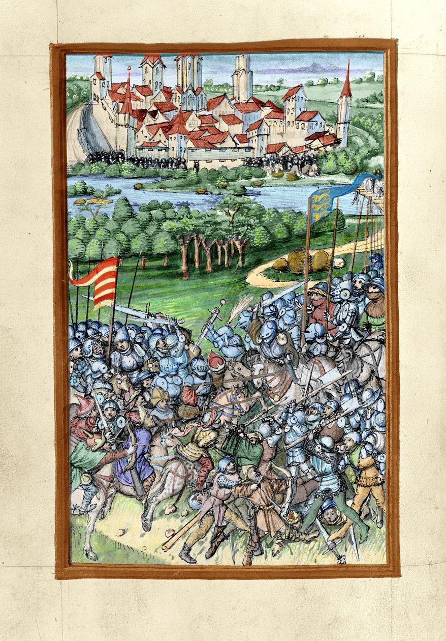 Ilustración de la Batalla de Lechfeld, de la Crónica de Augsburgo, 1457 de Sigismund Meisterlin