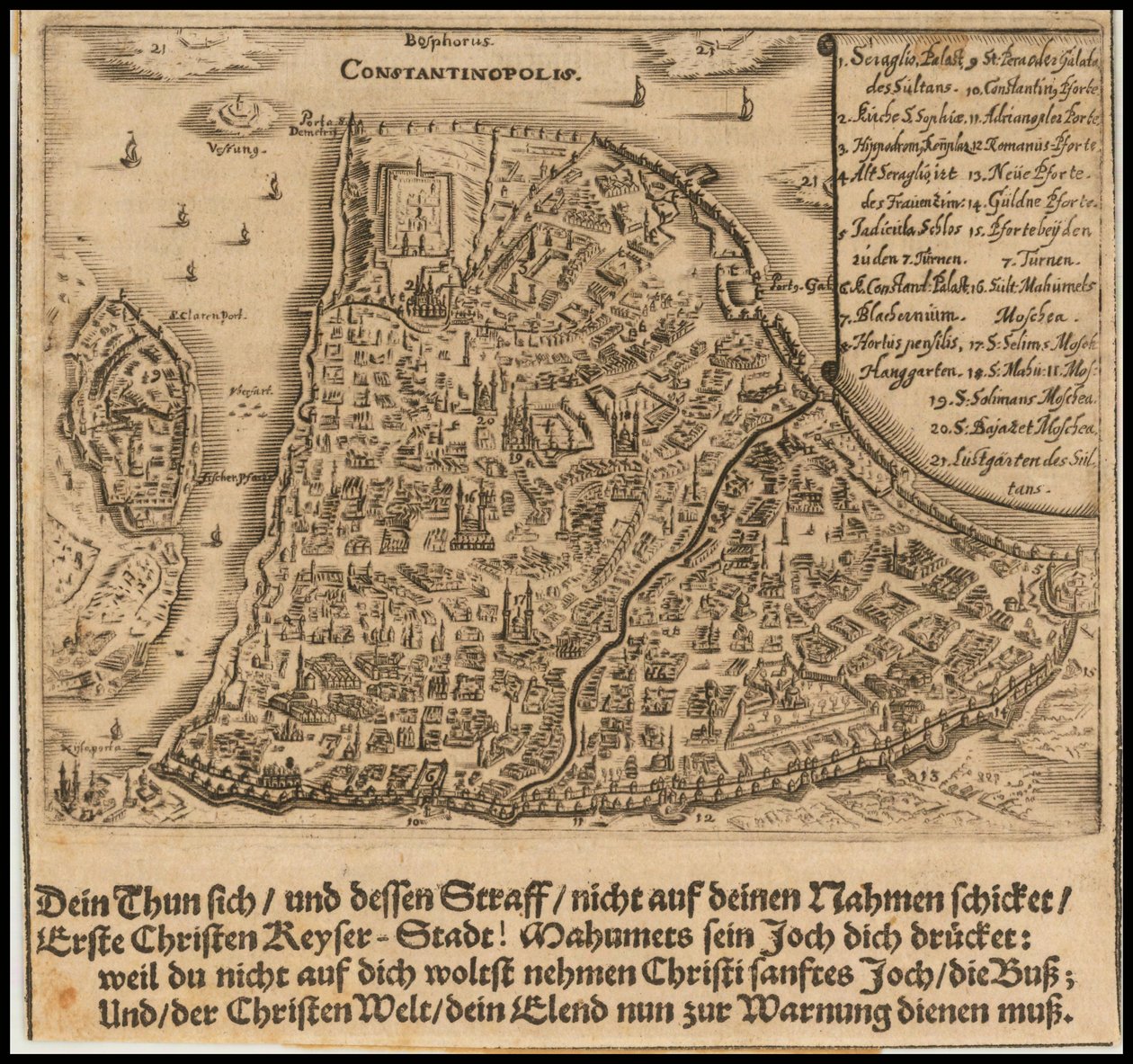 Mapa de Constantinopla de 1668 por Sigmund von Birken de Sigmund von Birken