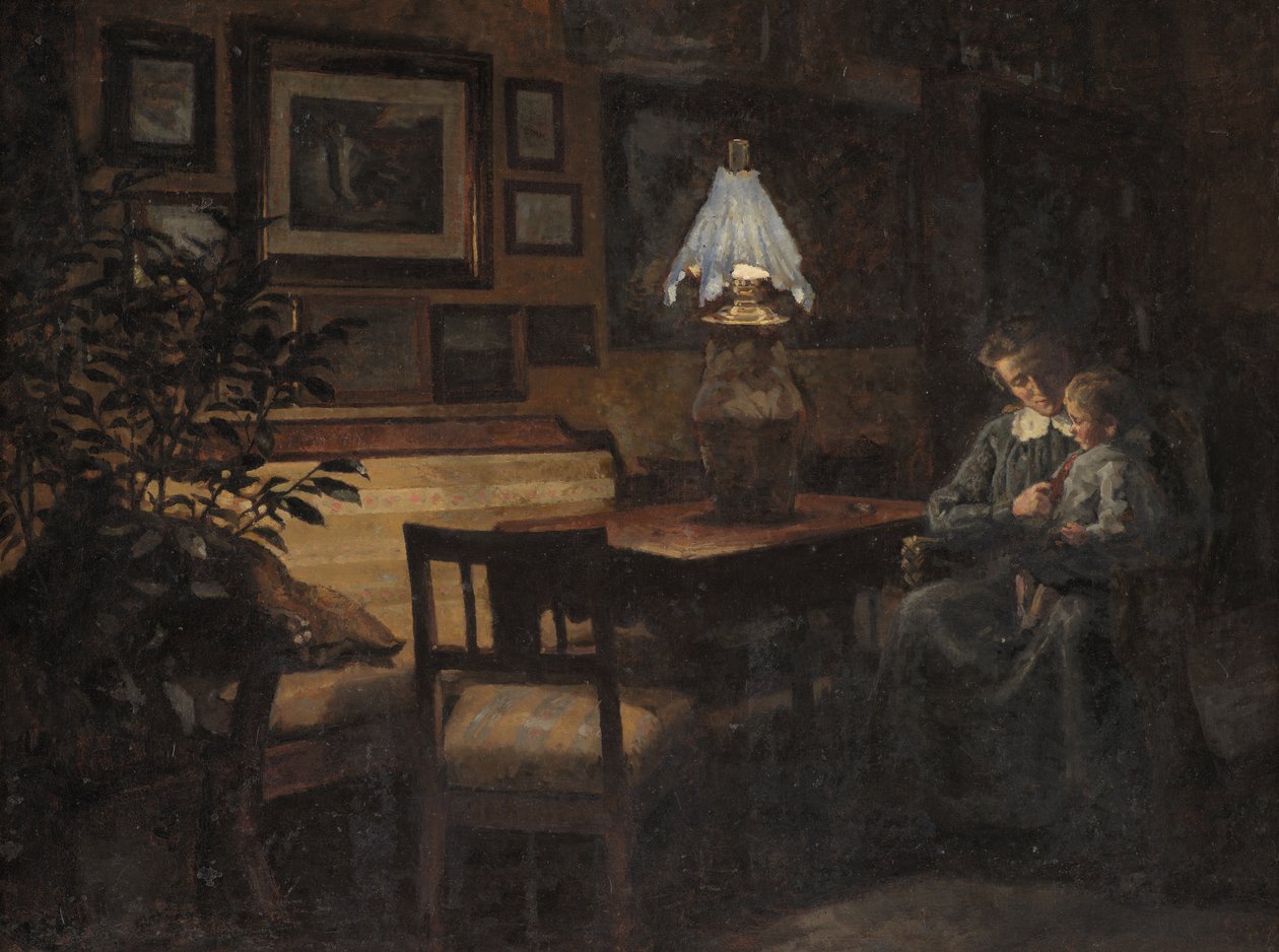 Interior de tarde. Madre e hijo de Sigurd Wandel