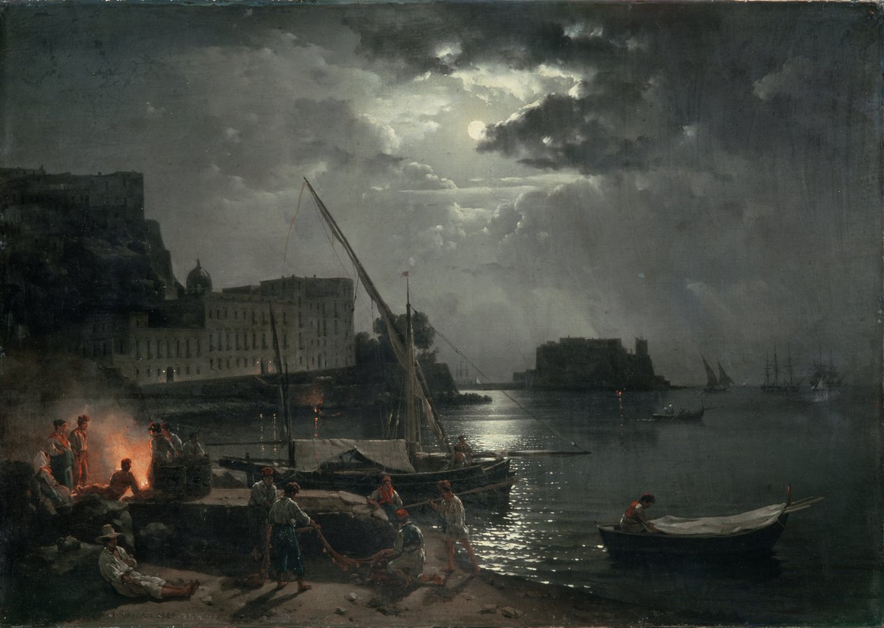 Vista de Nápoles a la luz de la luna, 1829 de Silvestr Fedosievich Shchedrin