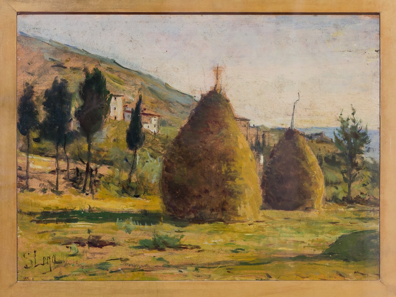 Pajares al sol, c.1890 (óleo sobre tabla) de Silvestro Lega