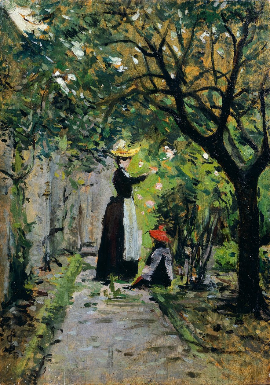 En el jardín de rosas, por Silvestro Lega (1826-1895) de Silvestro Lega