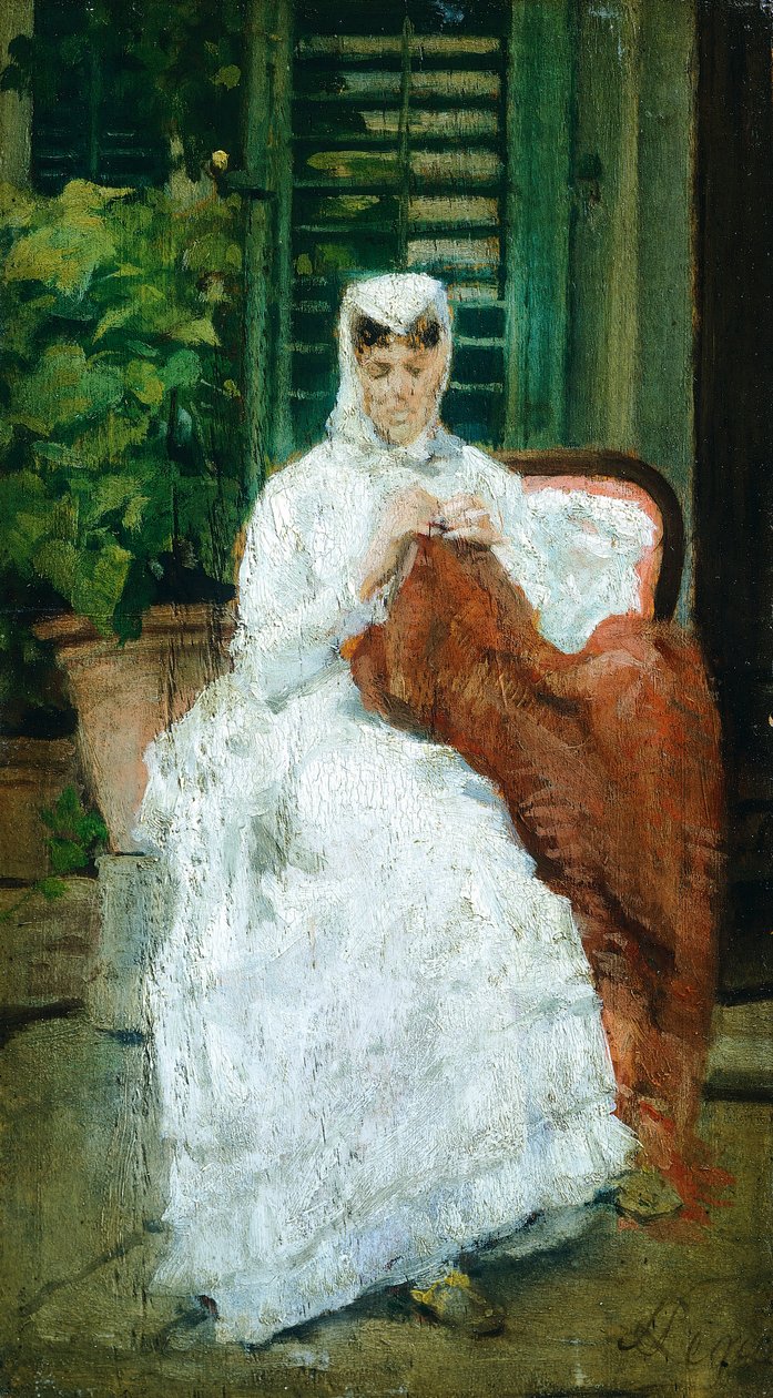 Dama cosiendo de Silvestro Lega