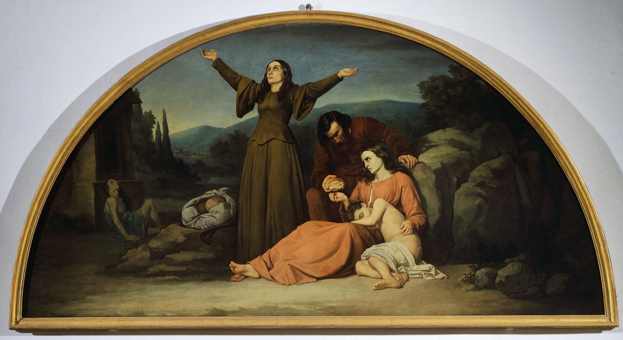 Luneta del hambre, de Silvestro Lega (1826-1895), Oratorio del Cantón, Modigliana, Emilia Romagna de Silvestro Lega