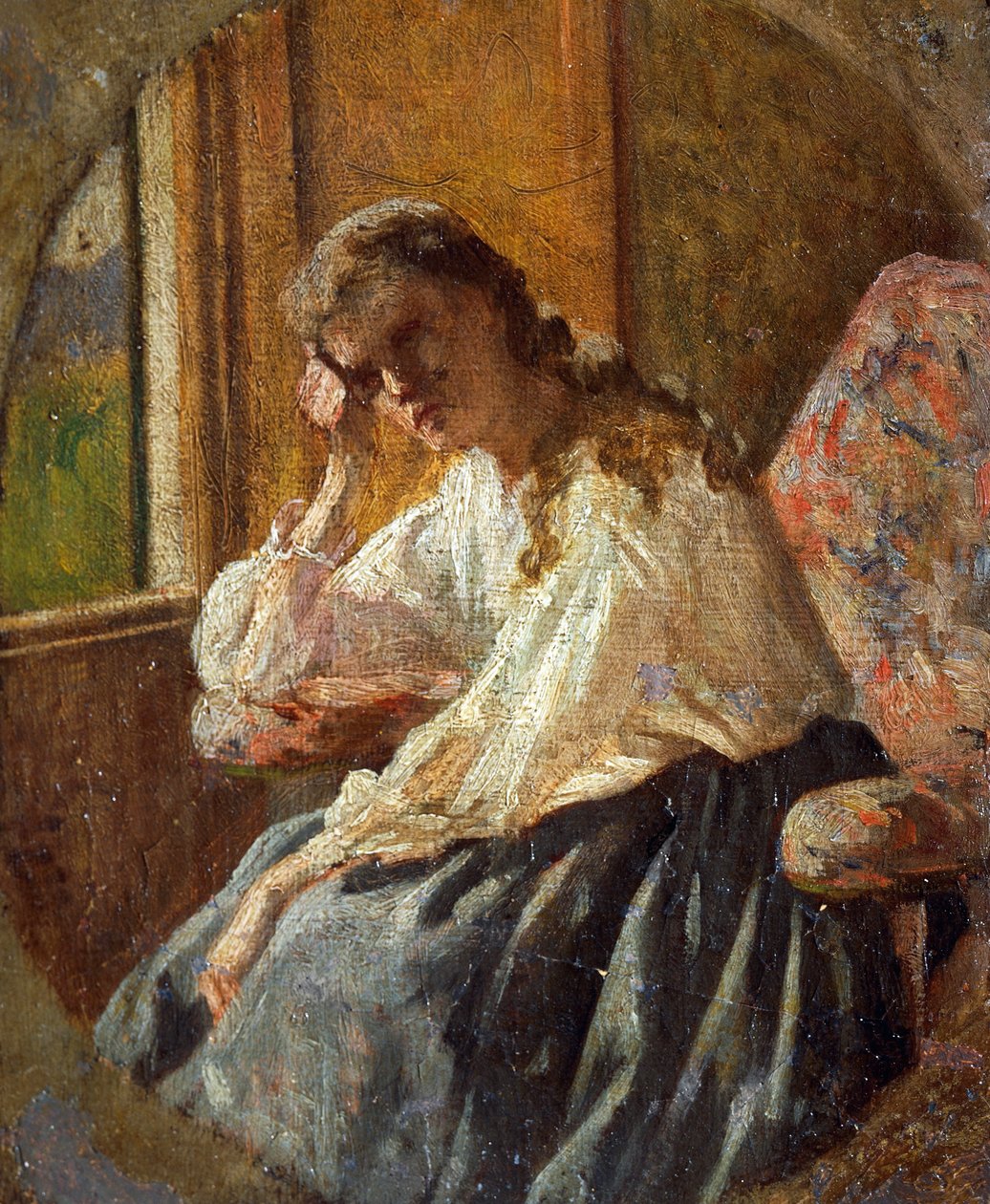 Estudio de figura femenina, por Silvestro Lega (1826-1895) (detalle de tríptico) de Silvestro Lega
