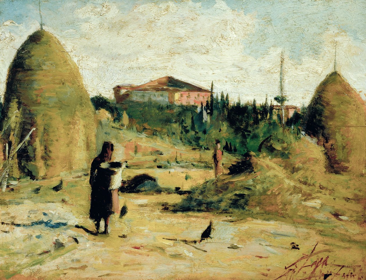 Villa Bandini al Gabbro, c.1889-90 (óleo sobre tabla) de Silvestro Lega