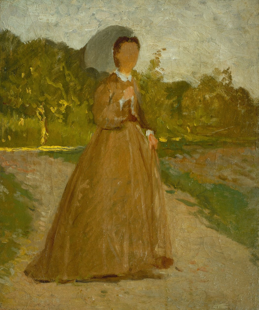 Mujer en el jardín, c.1864 (óleo sobre lienzo) de Silvestro Lega