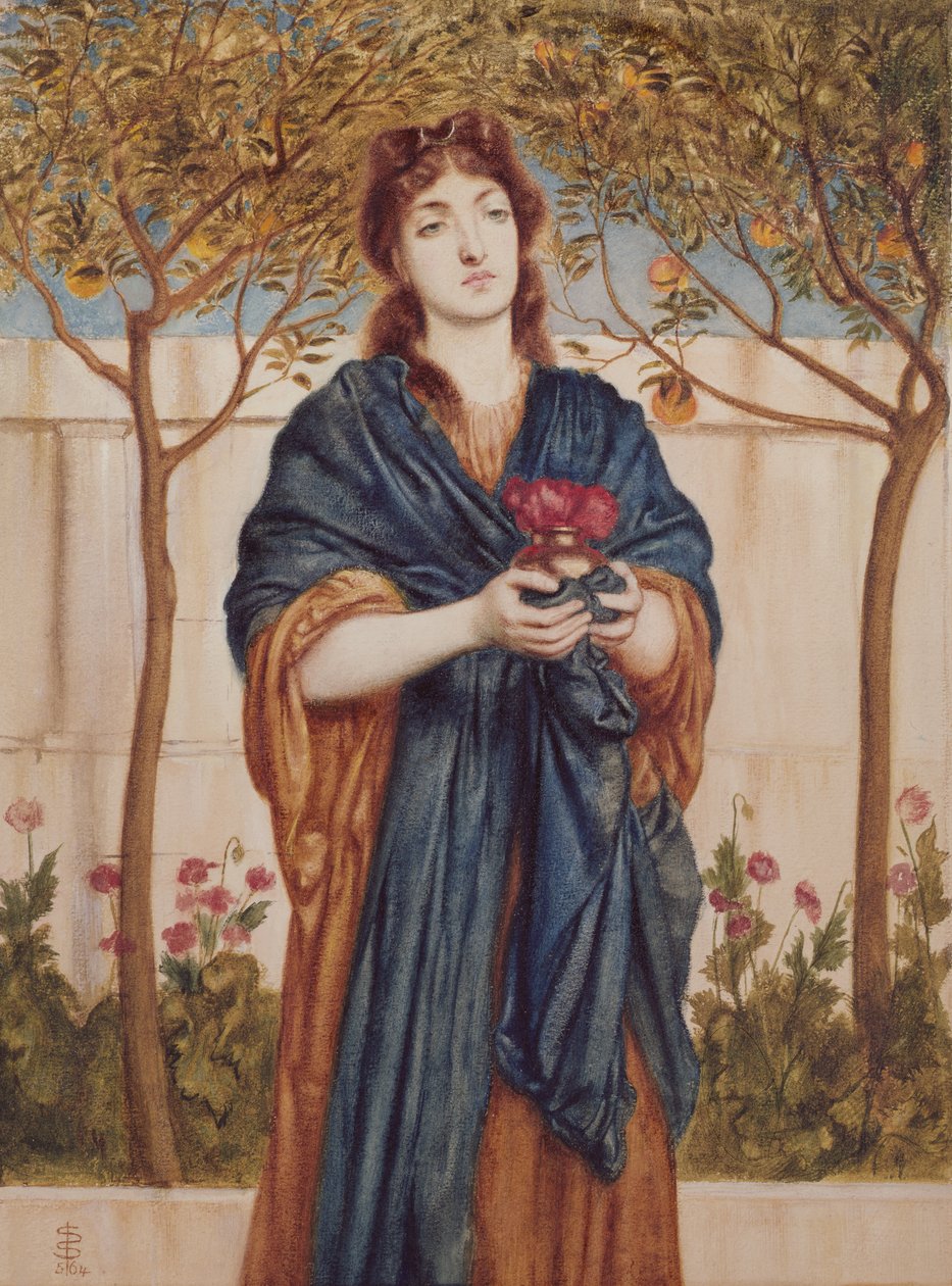 Sacerdotisa ofreciendo amapolas, 1864 de Simeon Solomon