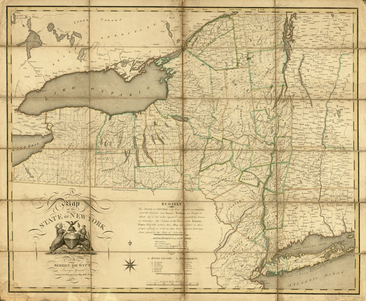 Mapa del Estado de Nueva York. LOC 74696138 de Simeon De Witt