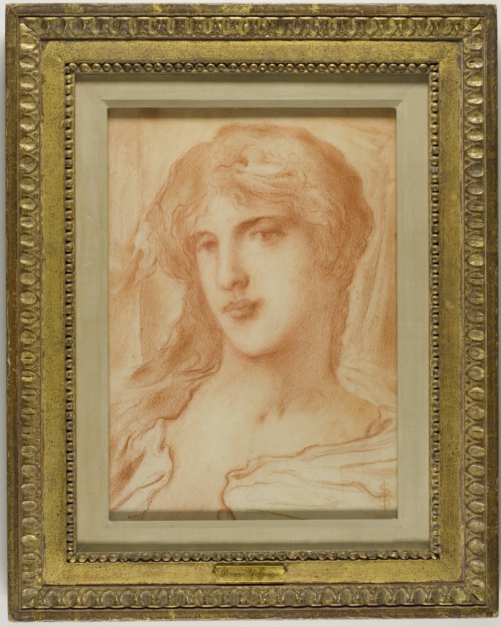 Cabeza, c.1880 (tiza roja sobre papel de estraza) de Simeon Solomon