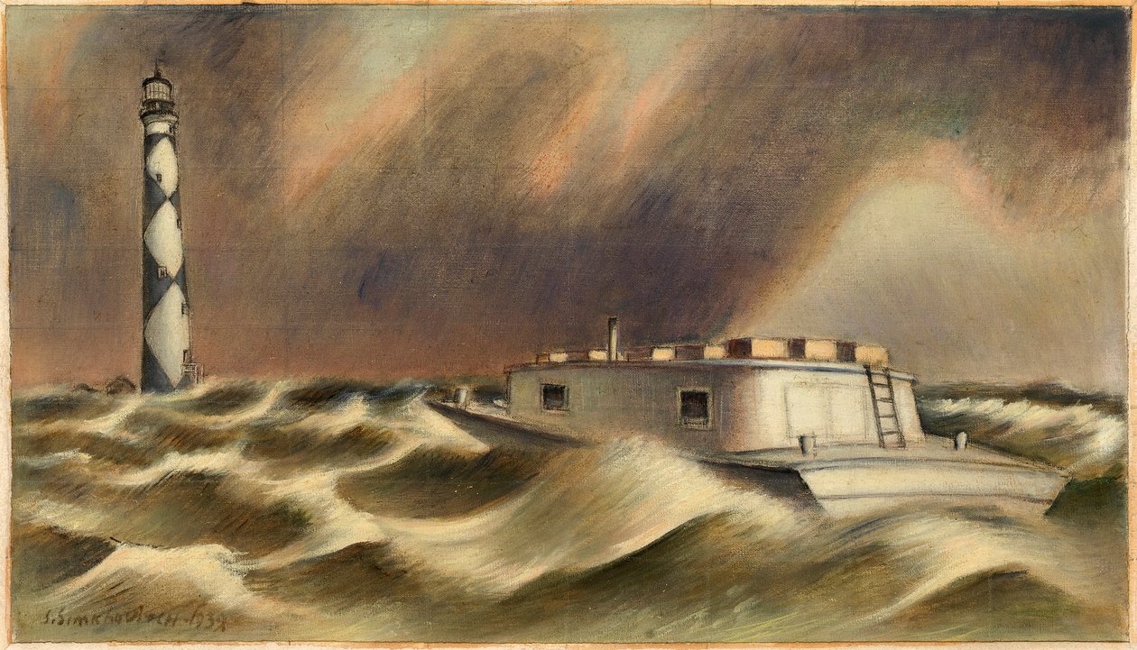 Mail to Cape Lookout (estudio mural, Oficina de Correos de Beaufort, Carolina del Norte) de Simka Simkhovitch