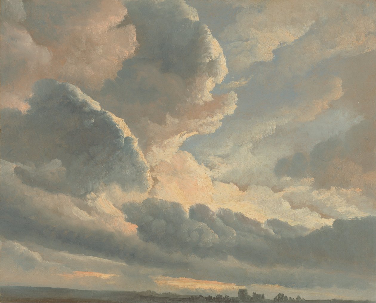 Estudio de nubes con una puesta de sol cerca de Roma de Simon Alexandre Clément Denis