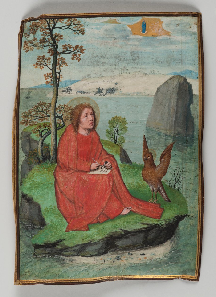 San Juan Escribiendo en Patmos, 1521 de Simon Bening