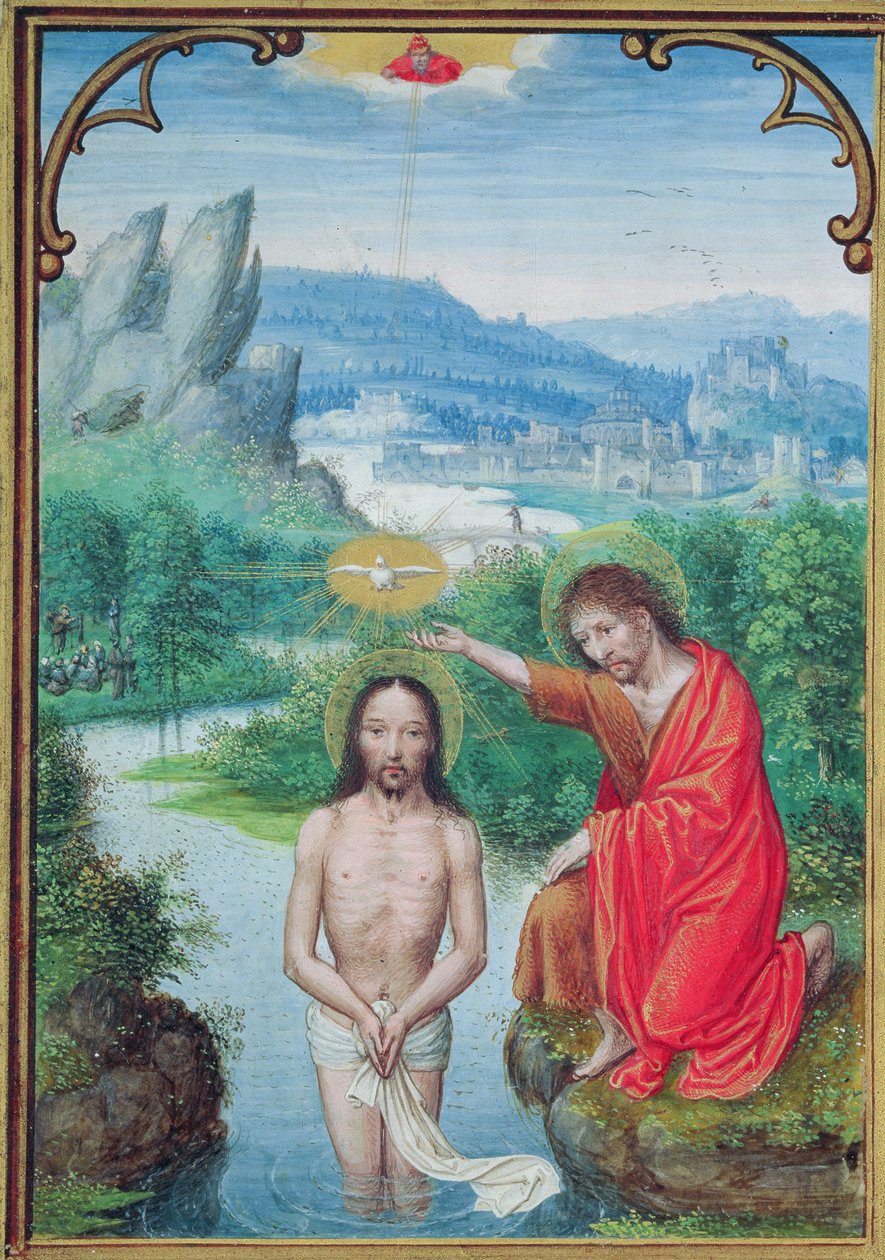 W.99 fol.24v Bautismo de Cristo de Simon Bening