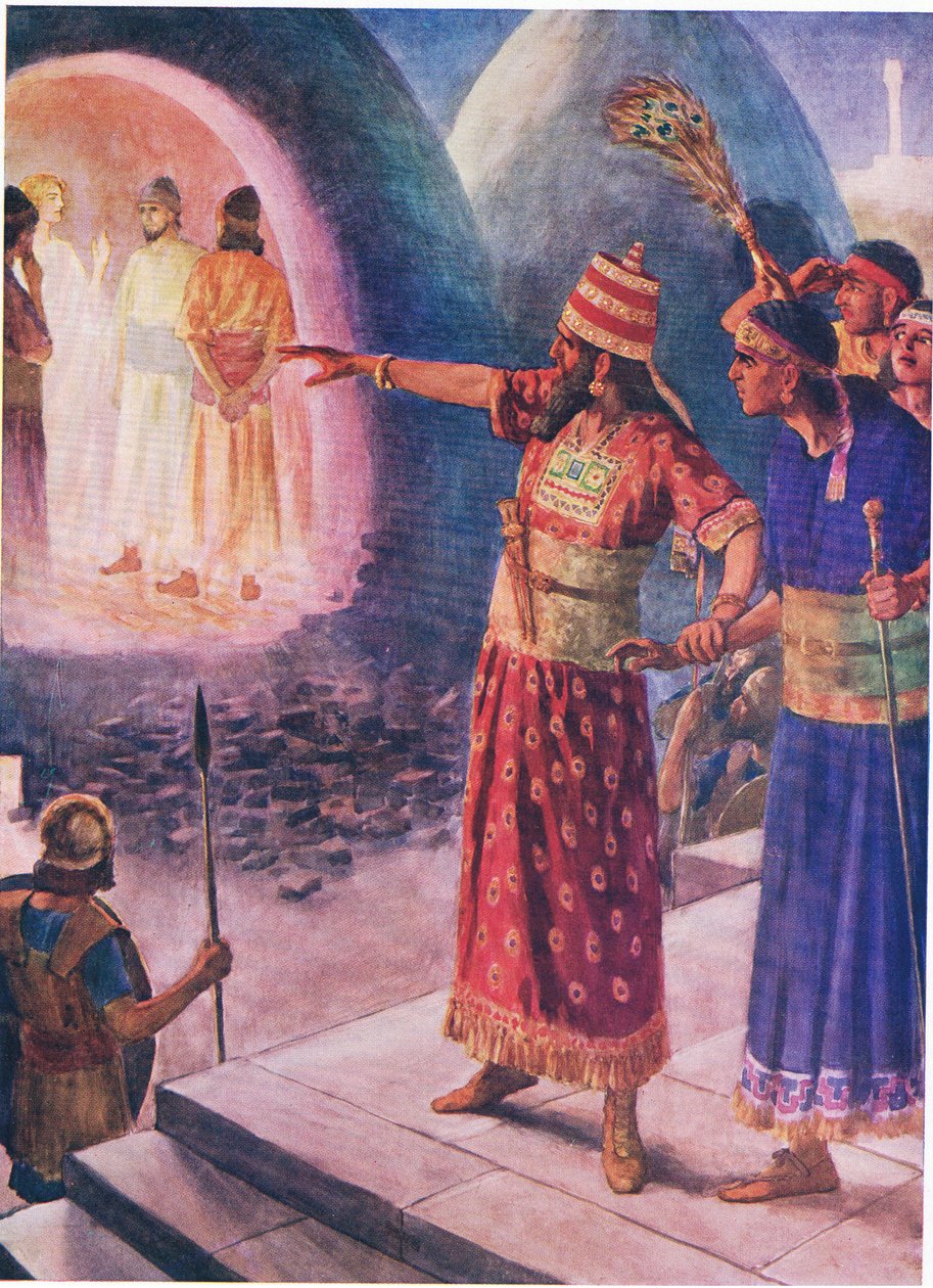 El horno ardiente, de El Libro de Imágenes de la Biblia publicado por Thomas Nelson, c.1950 de Simon Harmon Vedder